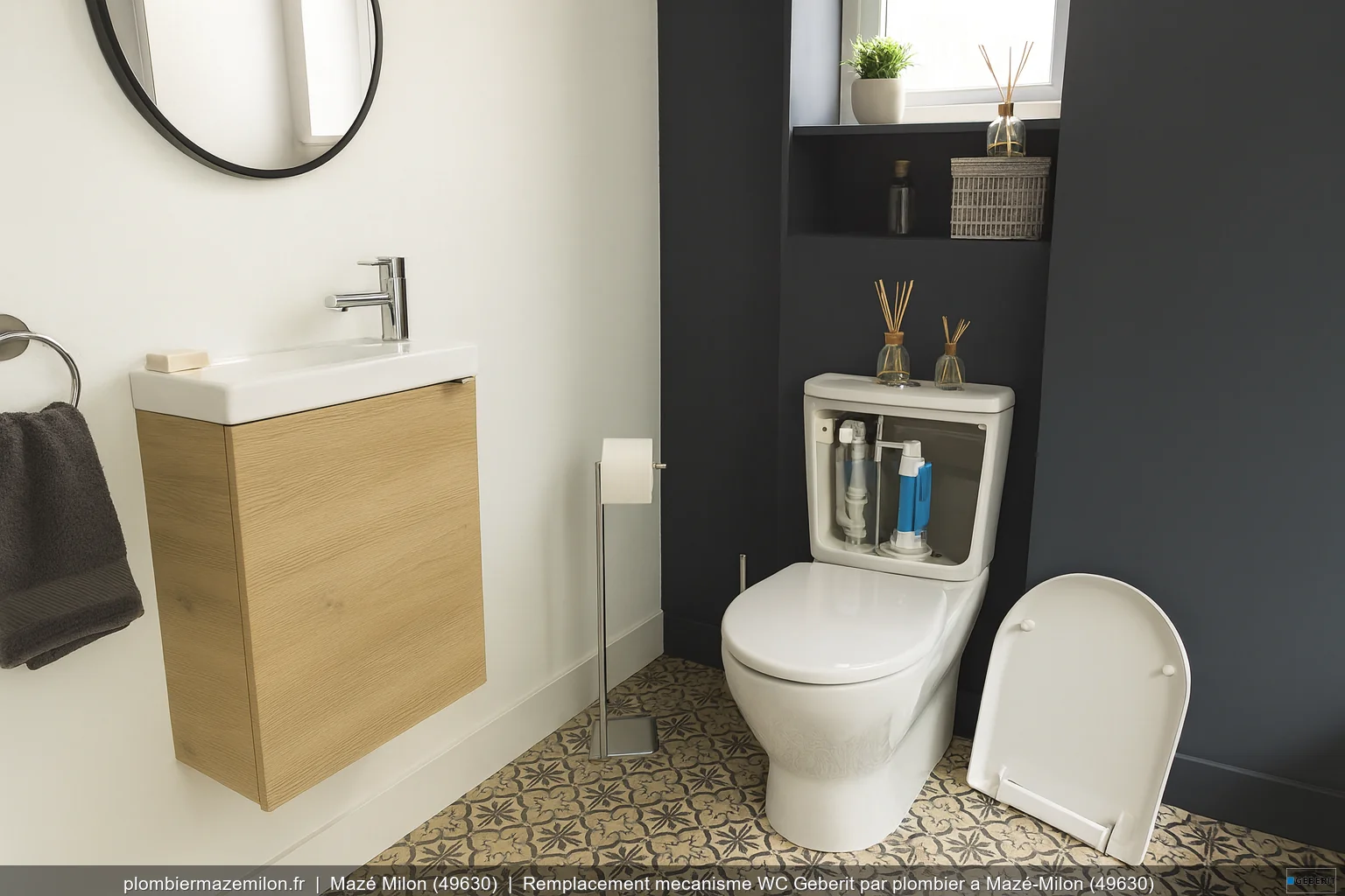 Pose WC au sol Allia Paris par plombier a Mazé-Milon (49630)