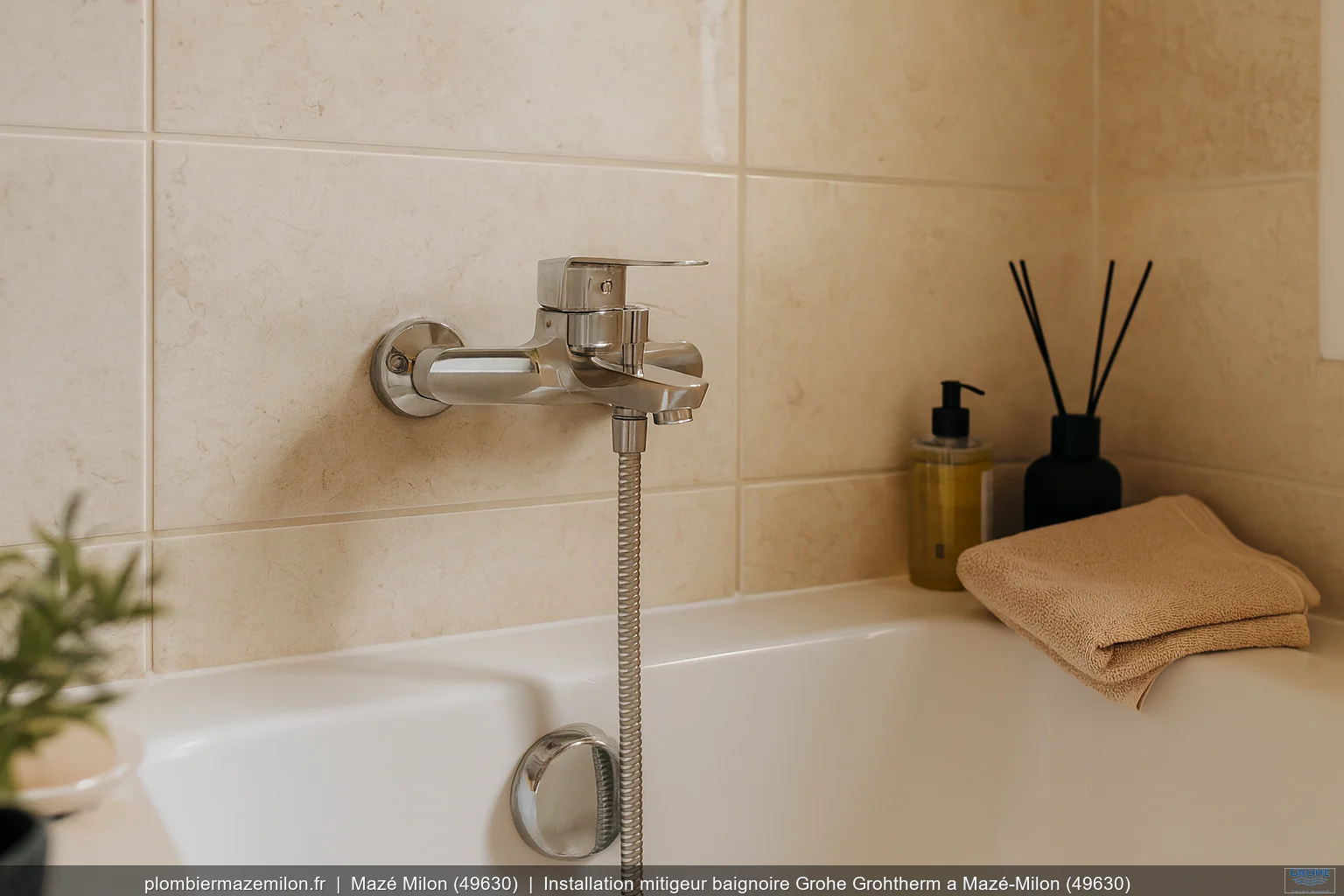 Installation mitigeur baignoire Grohe Grohtherm a Mazé-Milon (49630)